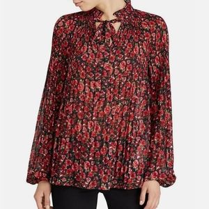 Lauren Ralph Lauren Smocked Pleated Floral Blouse